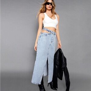 Nasty Gal Cut Out Denim Maxi Skirt